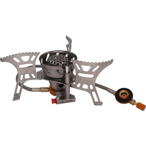 Portable Outdoor Stove Foldable Camping Gas Stove Windproof Cooking Picnic Split Burners with Gas Conversion Head Gas Adapter