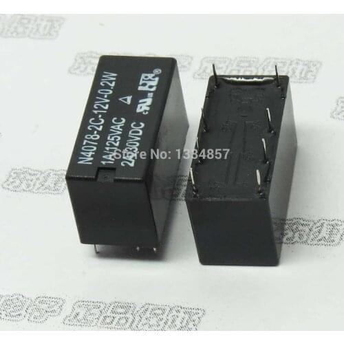 N4078-2C-12V-0.2W 1A/125VAC/2A 30VDC 8PINS 12VDC Signal Relay original New