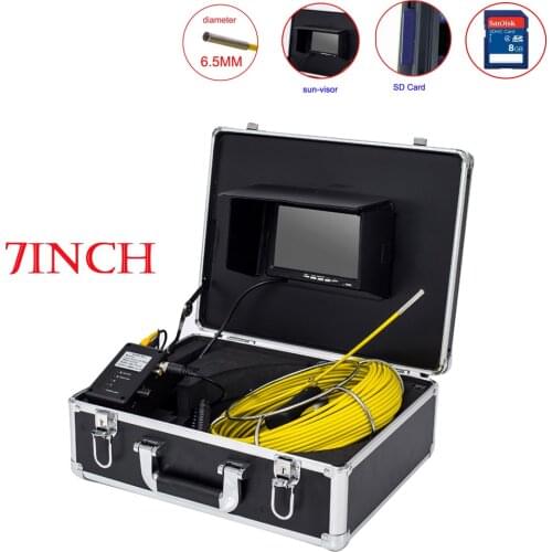 20M-50M Cable Pushrod Pipeline Inspection System 12V 4500mah Waterproof Underwater Well Sewer Industrial Camera 6.5mm HD 1000TVL