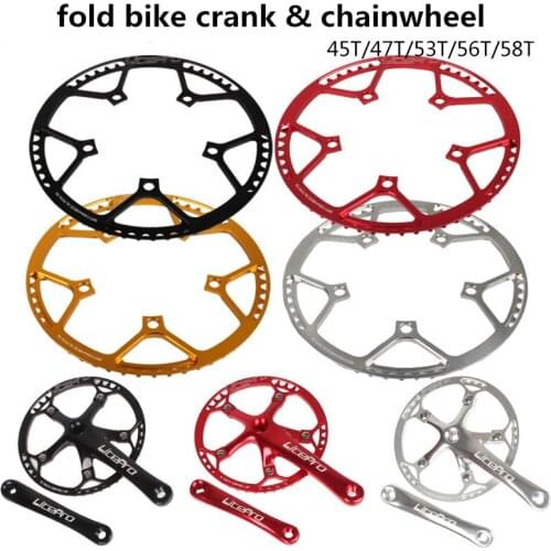 Folding bicycle crank & chainwheel 45T 47T 53T 56T 58T for BMX 14 16 20 inch folding bike sprocket wheel ultralight 170mm long