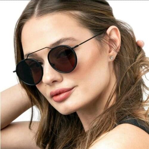 Fashion black Round Sunglasses Women New Designer Metal and acetate frame Sun Glasses Men Italy Brand One Bridge Glasses