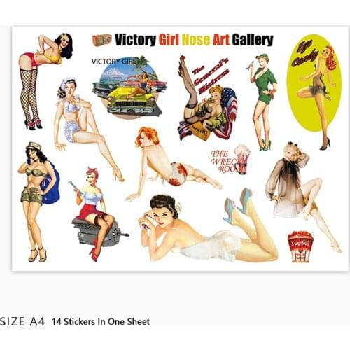 14x Sticker Vintage Sexy Girl Fashion Phone iPad MacBook Laptop Notebook Cup Refrigerator Luggage Bicycle Car Decal In A4 Size