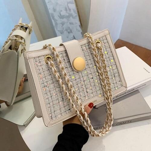 Sequins Wool Armpit Bag 2020 Fashion New Quality PU Leather Womens Designer Handbag Chain Shoulder Messenger bag Travel Bag
