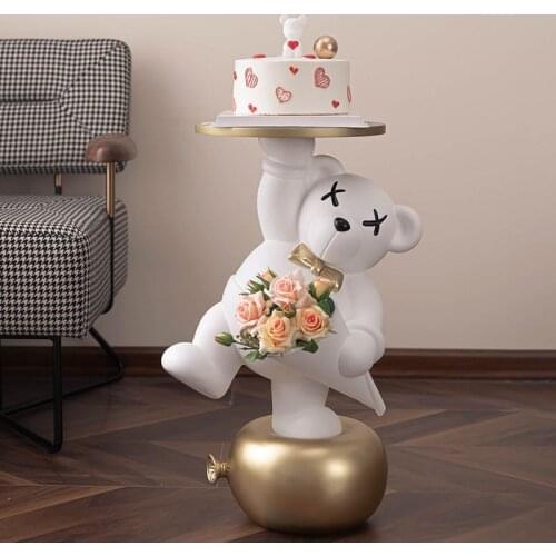 Living Room Furnishings Ornaments Interior Figurine White Polar Bear Resin Statues Creative Animals Housewarming Gift Home Decor
