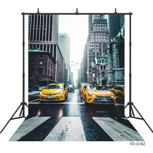 Buildings Cars Zebra Crossing Street Photography Background Vinyl Backdrop for Baby Children Portrait Photocall Photo Studio