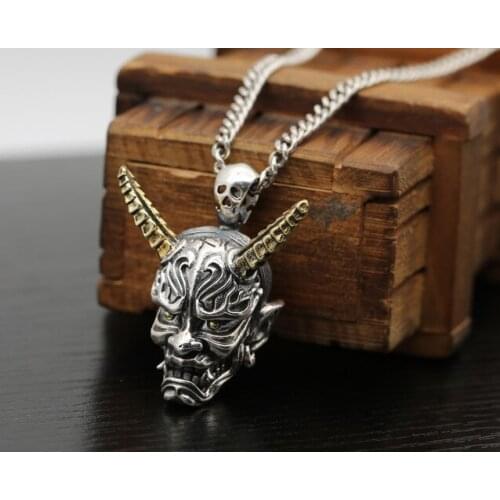925 sterling Silver prajna SKULL men pendant charm Jewelry A2649
