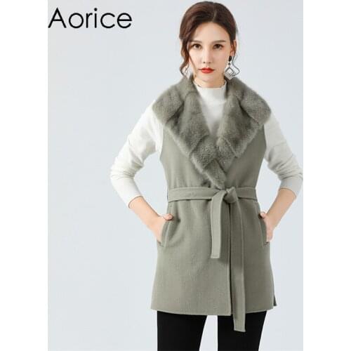 Aorice Women Winter Mink Fur Parka Coat Jacket 2020 New Female Lady Natural Mink Fur Vest Coats Jackets Z20137