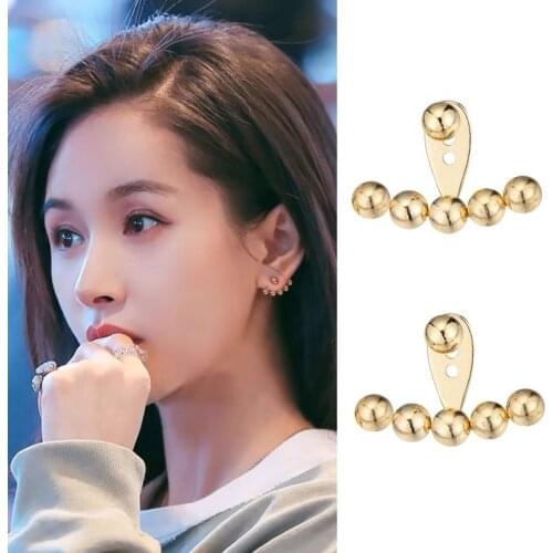 2021 Trendy Metal Gold Beads Geometric Fan Shaped Stud Earrings For Women Girls Simple Elegant Earrings Fashion Jewelry earings