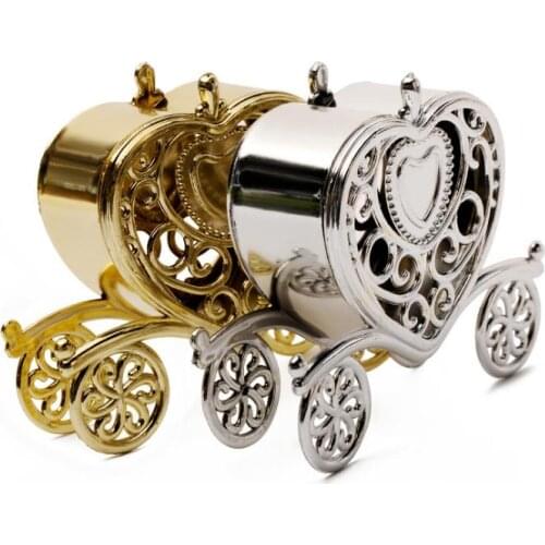 Gold Silver Carriage Candy Box Gift Sweets Boxes Birthday Party Wedding Favors Decoration Anniversary Shower Gift Wrap SN1974