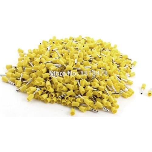 1000Pcs E1508 16AWG Yellow Tube Type Insulated Cable Ends Connectors