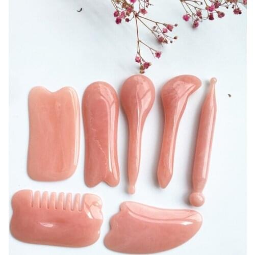 7pcs/set Natural Resin Massage Scraping For Face Neck Beeswax Guasha Scraper Massager Scrape Therapy Acupoint Acupressure F1FF