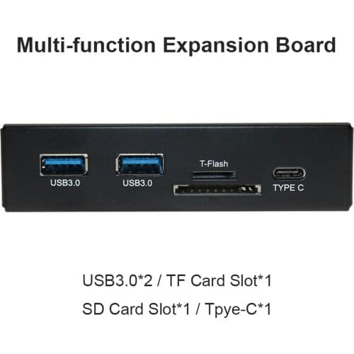 Front Panel Extension Adapter TF SD Card Reader 5 Ports HUB TYPE-C 2 USB 3.0 for Office Caring Computer Supplies
