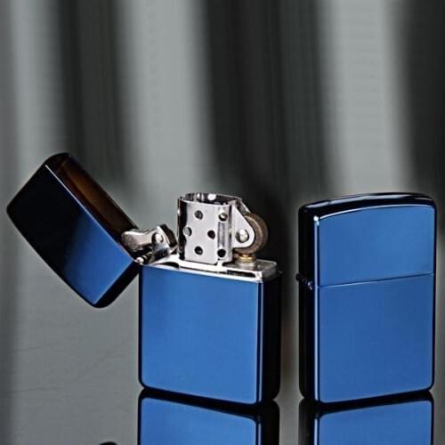 Sapphire Blue Gasoline Lighter Lighter Metal Torch Grinding Fillable gift Lighters Butane Cigarette Cigar Lighter Smoke