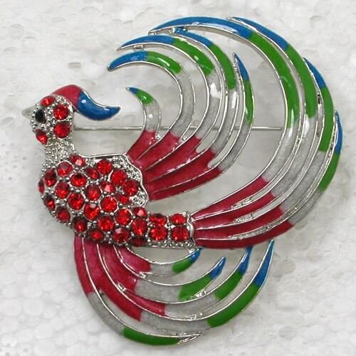 12pcs/lot Wholesale Fashion Brooch Rhinestone Colorful Enamel Phenix Pin brooches jewelry Gift C101538