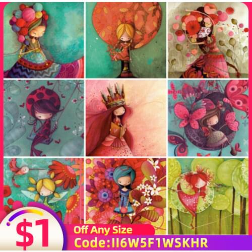 EverShine Diamond Painting Full Square Girl Cross Stitch Dimond Mosaic Bead Embroidery Cartoon Picture Rhinestone Art Home Decor