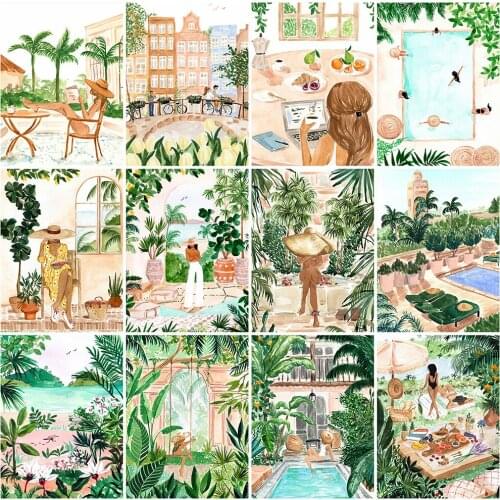 EverShine Diamond Embroidery Landscape Full Square Diamond Painting City Rhinestones Picture Mosaic 5D Handmade Gift