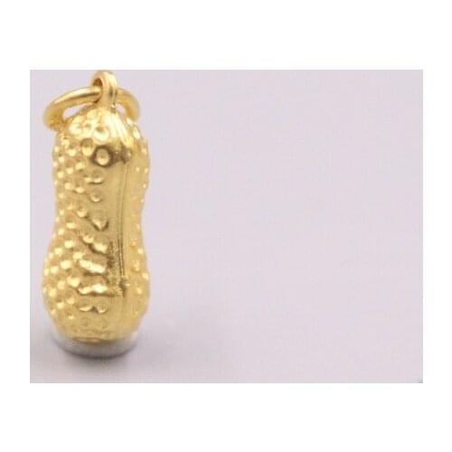 Fine Pure 999 24K Yellow Gold 3D Peanut Pendant Men Women Lucky Gift 1.2g / 20*7mm