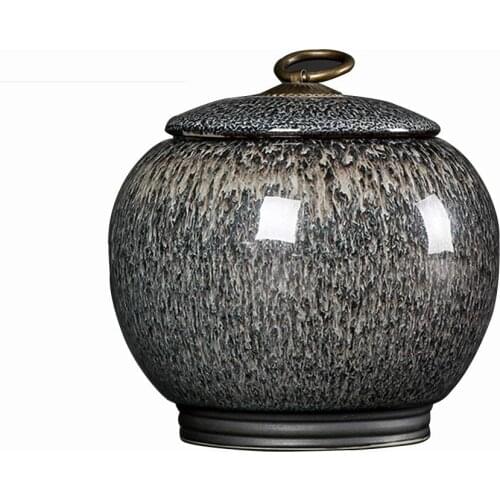 Gradient Gray Glaze Ceramic Funeral Pet Urn for Memorials Small Holds Up to 30 Cubic Inches of Ashes Pet Cremation Urn for Ashes