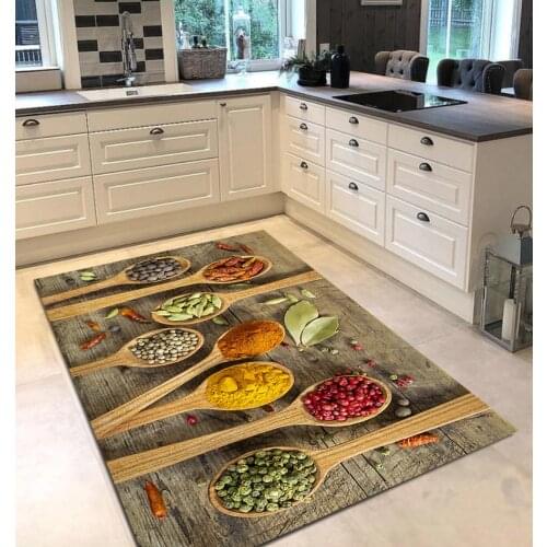 Brown grey color food patterned kitchen rug modern carpet rug personalized gift free shipping kitchen colorful runner