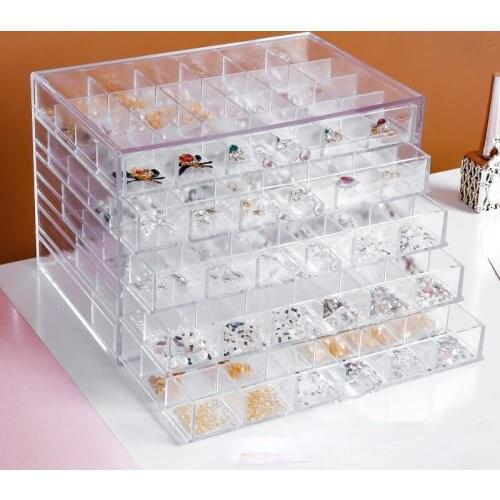 72/120 Grid Large Capacity Nail Jewelry Storage Box Transparent Multi-layer Nail Box Classification Drawer Jewelry Box