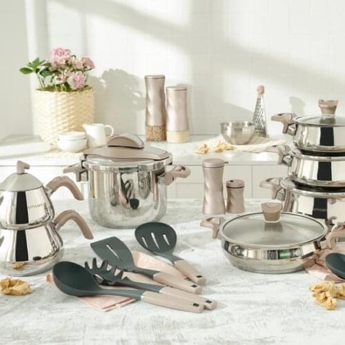 Emsan Anka Induction Based 18 Piece Golden Pink Dowery Set FREE SHİPPİNG