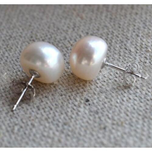 New Arrival Favorive Stud Pearl Earring 11mm White Freshwater Pearl S925 Silver Fine Jewelry Wedding Bridesmaid Women Gift