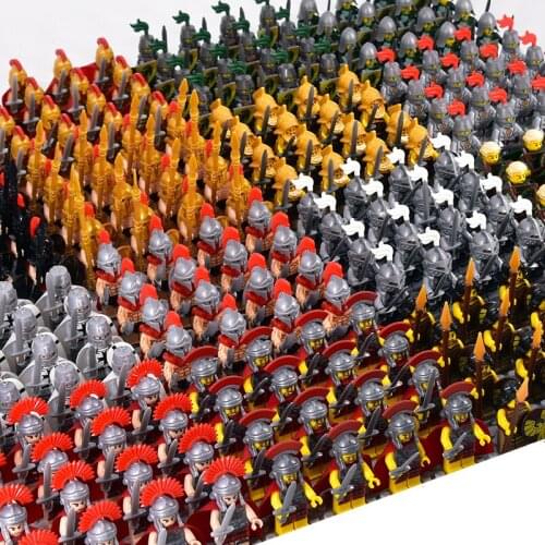 Oeny Viking Warrior Knights Roman Soldiers Army Weapons Armor War Chariot Military Building Blocks Figures Building Blocks Set