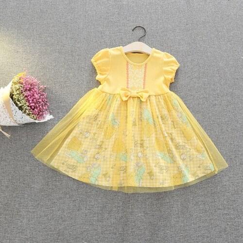 2018 Autumn Girls Summer Dresses Girl Princess Belle Dress Children Clothing Kids Cartoon Dress Girls Cotton Belle Pattern Dress