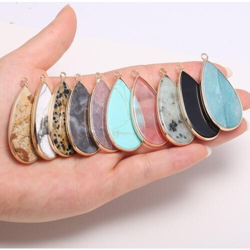 Natural Semi-precious Stone Pendant Blue Turquoises Opal Crystal Pendant For Fashion Jewelry Accessories Making Necklace Earring