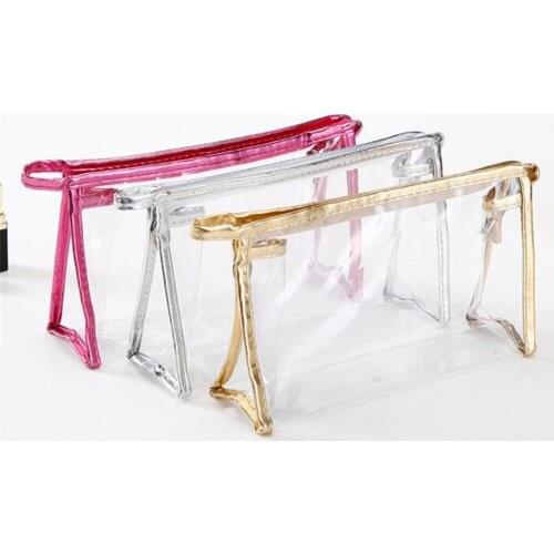 10 pcs Fashion Hot Transparent Waterproof PVC Cosmetic Bag Envelope Receive Toiletry Bags Makeup Bag Organizer 5 Colors