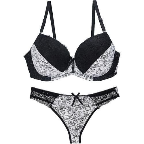 Dropshipping Thin Cotton Women Underwear Sexy Bra Set Plus Size B C D DD E Cup Embroidery Brassiere Push Up Bras Lace Lingerie