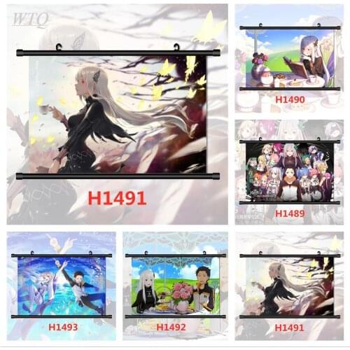 Re Zero Kara Hajimeru Isekai Seikatsu Echidna Emilia Felt Canvas Painting Anime Posters Wall Decor Wall Art Picture Home Decor