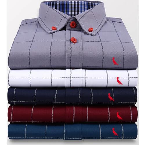 2020 New Cotton Aramy reserved Camisas Men Plaid Shirt Long Sleeve Regular Fit Men Stripe top grade cotton Shirts Men Dress