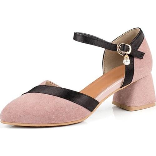 Fashion pointed female 2019 spring and summer small fresh with thick with size code 30-43 buckle with hollow sandals