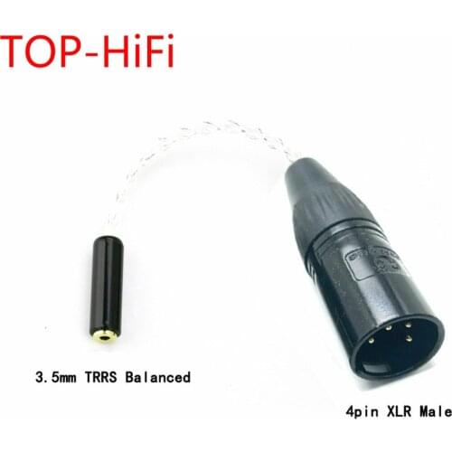 TOP-HiFi 10cm 4cores Silver Plated 4pin XLR Male to 3.5mm Trrs Balanced Female Cable headphone Audio Adapte