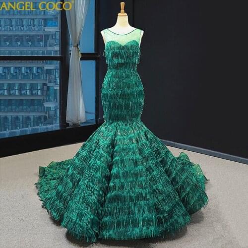 Green Evening Dress for Women 2020 Sexy Luxury Dubai Arabic Crystal High-end custom Mermaid Dress Formal Party Gown Sukienka