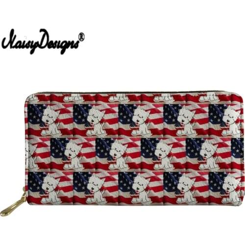 NOISYDESIGNS Credit Card Holder Wallets Women West Highland Terrier Print Money Bag Vintage PU Leather Coin Purse Wholesale