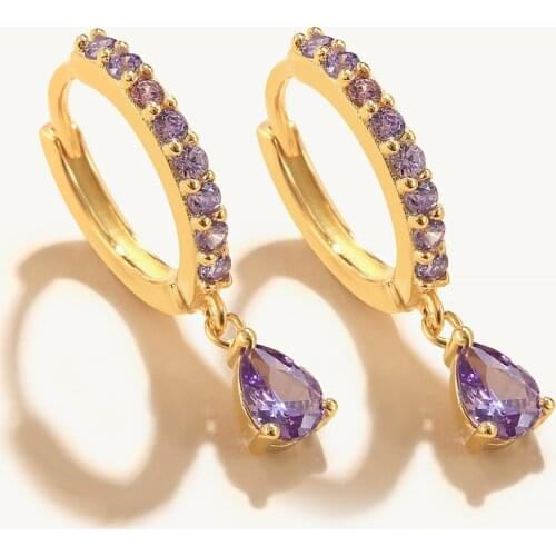 5 color 925 Sterling Silver turquoise/lavender/black/white/champagne Zircon Small Hoop Earrings for Women Silver Jewelry Earings