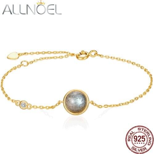 ALLNOEL 925 Sterling Silver Bracelet Natural Labradorite Quartz Malachite Gemstone Bracelet For Women Party Fashion Jewelry New
