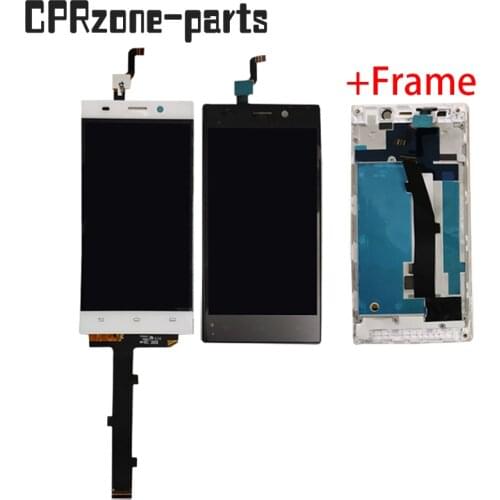 5.0" Black / White / Gold + Frame For Philips Xenium V787 Lcd Display With Touch Screen Digitizer Sensor Panel Assembly
