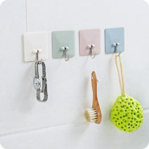 1Pc Plastic Kitchen Adhesive Hooks Shelf Hanger Organizer Racks Wall Hanging Door Bathroom Clothes Towel Rails Holder GUANYAO
