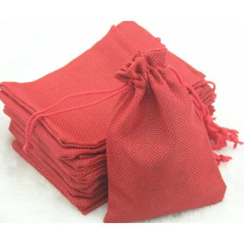 100pcs 12.5x17 Red Hemp/Hessian Bags, Jewelry Pouches, Wedding Favors, Jewelry Packing, Gift Bags--HB121705