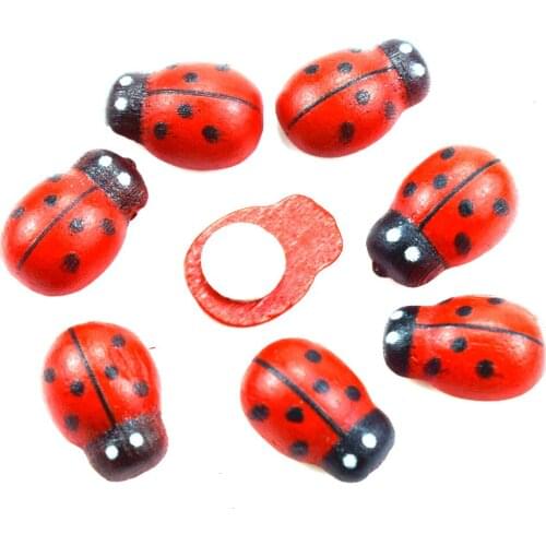 1000PCS Red Painting Ladybird Wooden Buttons Sewing Scrapbooking Crafts Handmade Wood Patches for Kids DIY Wood Button
