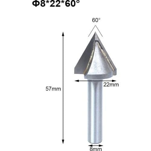2pc 60 90 120 150 Degree V shape Milling Cutter CNC Engraving Bits 8mm Shank Wood Router Bits Wood Milling Trimming 3D Cutter
