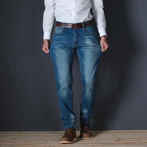 2021 Men Business Jeans Classic Spring Autumn Male Thin Straight Stretch Denim Pants Summer Hombre Casual Trousers Oversize 42