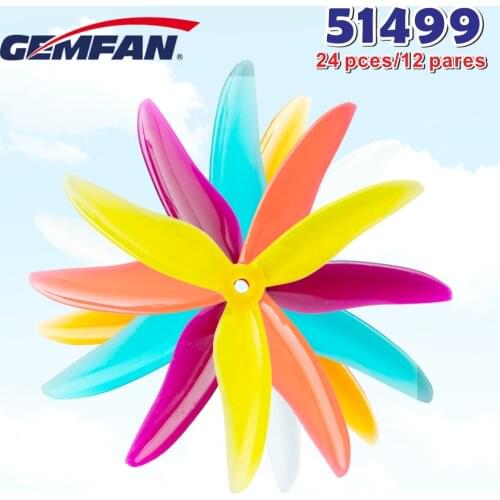 24 pcs/12 pairs Gemfan Hurrica 51499 5inch tri-blade Propeller Props CW CCW Propeller compatible FPV RC