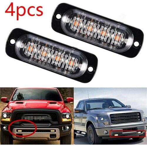 4Pcs 12V - 24V DC 6500k 4LED Auto LKW Notfall Amber Beacon Panne 12/24V Hellgelbes Licht Car Accessories