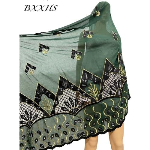 African Fashion Muslim Turban Women Big Size Cotton Scarf Islamic Hijab Pashmina Embroider Ramadan Abaya Dubai Headband for Lady