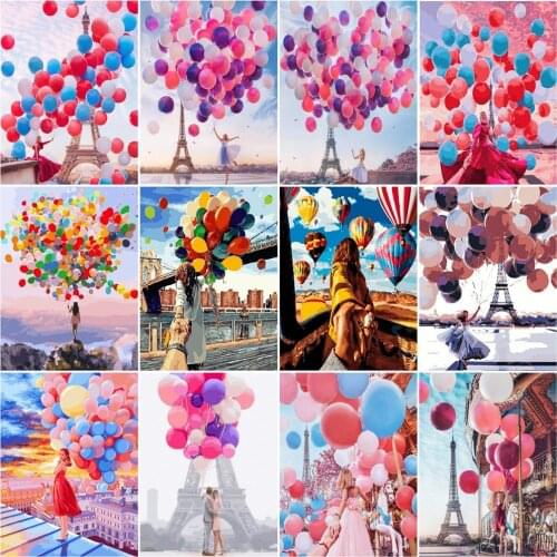 AZQSD Coloring By Number Girl Balloon Handpainted Unique Gift Painting By Numbers Canvas Diy Frame Portrait Kits Wall Art