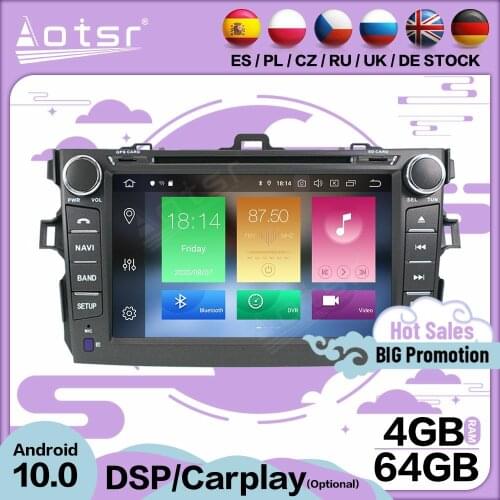 Carplay Multimedia Stereo Android Player For Toyota Corolla 2007 2008 2009 2010 2011 2012 2013 GPS BT Radio Receiver Head Unit